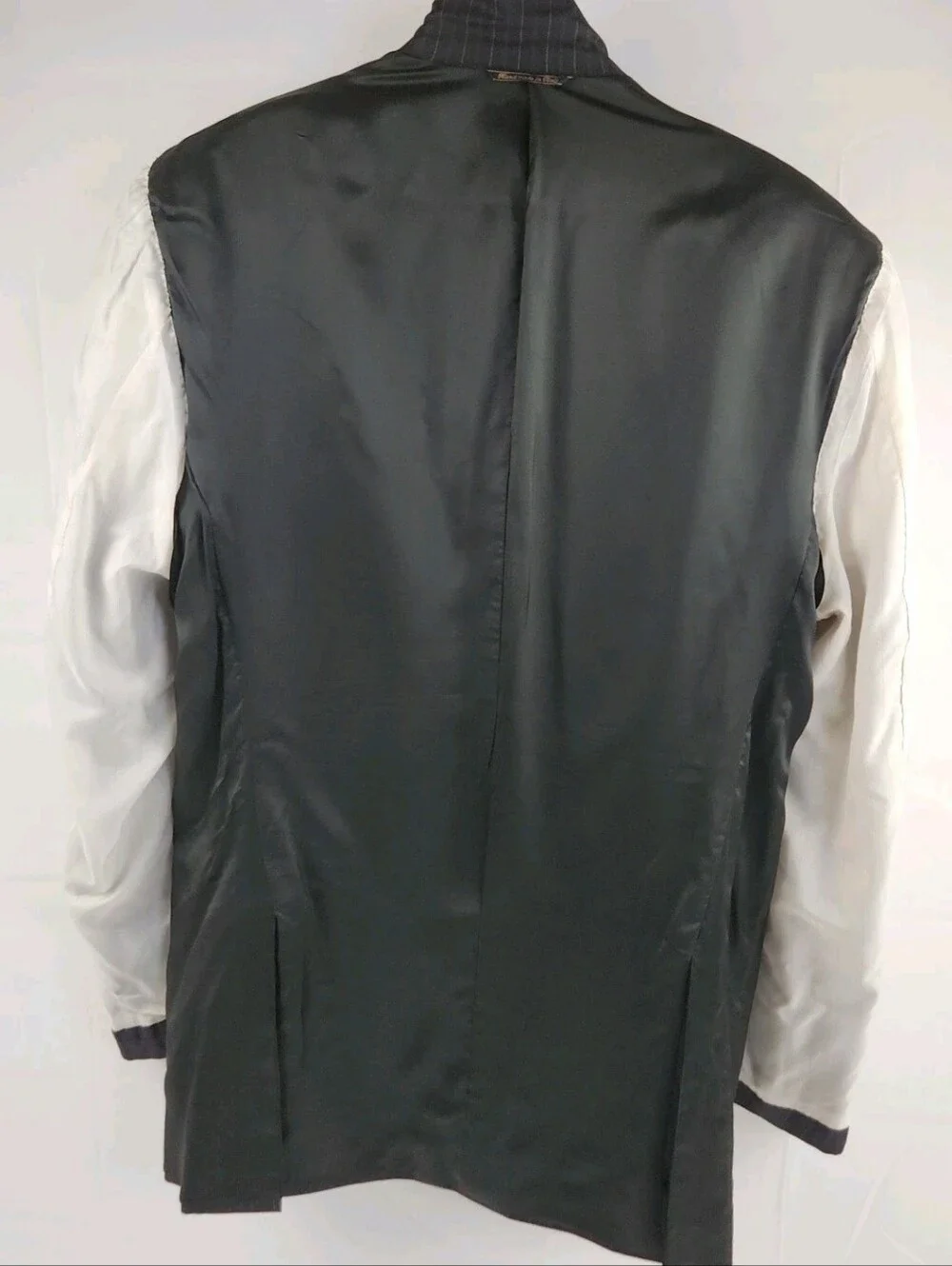 Burdi Chicago Suit Jacket Mens 44 Black Pinstripe 100% Super 150's Wool Handmade